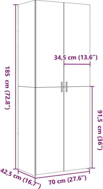 Image du produit vidaXL Highboard (70 x 42.50 x 185 cm)