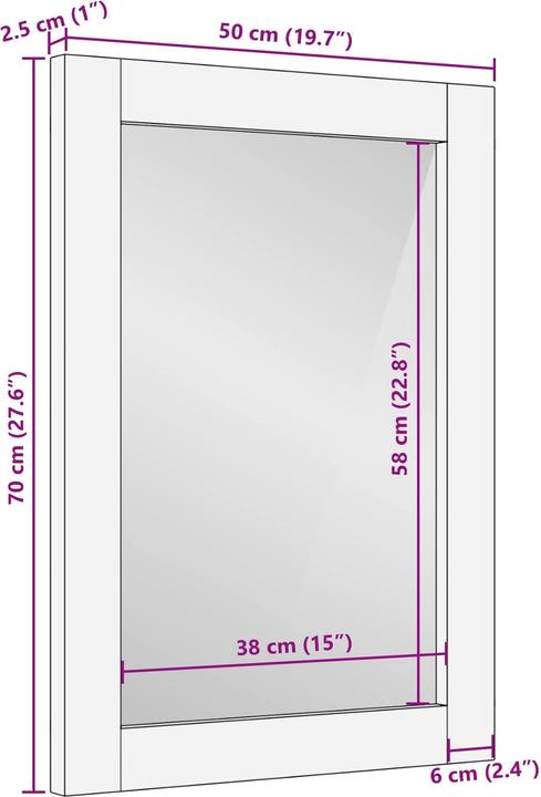 Produktbild vidaXL Badezimmer Spiegel (70 x 2.50 cm)