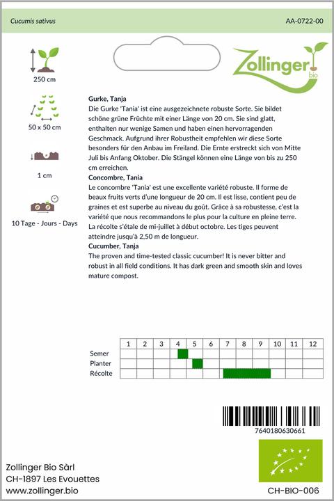 Image du produit Zollinger Bio Concombre, Tanja