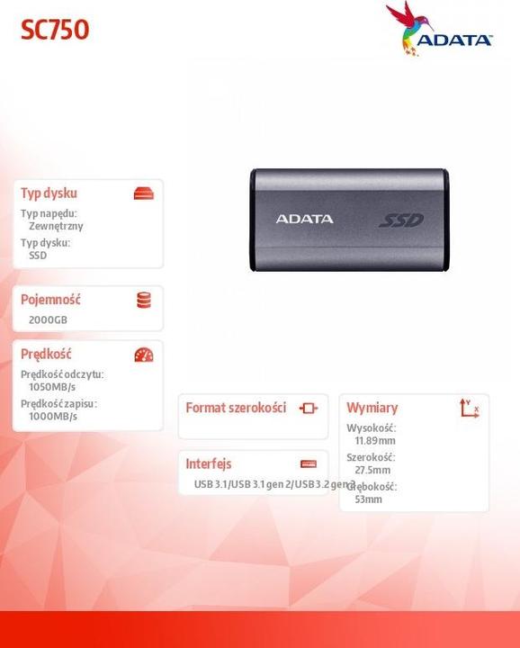 Actual product image Adata SC750 (2 TB)