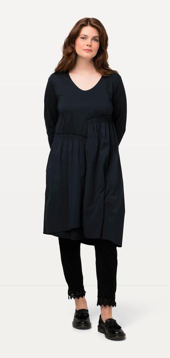 Actual product image Ulla Popken Eco Cotton Asymmetric Cross Seam Long Sleeve Dress (46, 48)