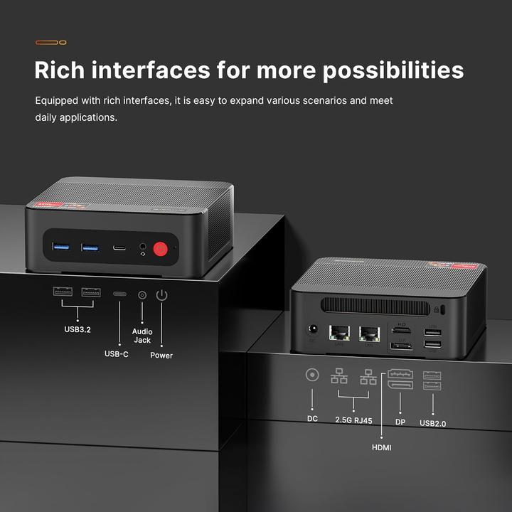 Actual product image Bosgame Mini-PC P4 Plus Dual mit Ryzen 7 Prozessor, Windows 11 Pro (AMD Ryzen 7 5825U, 16.38 GB)