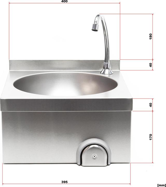 Actual product image XPOtool Knee Operated Hand Washbasin of Stainless Steel as Round Kitchen Sink for Catering Trade etc