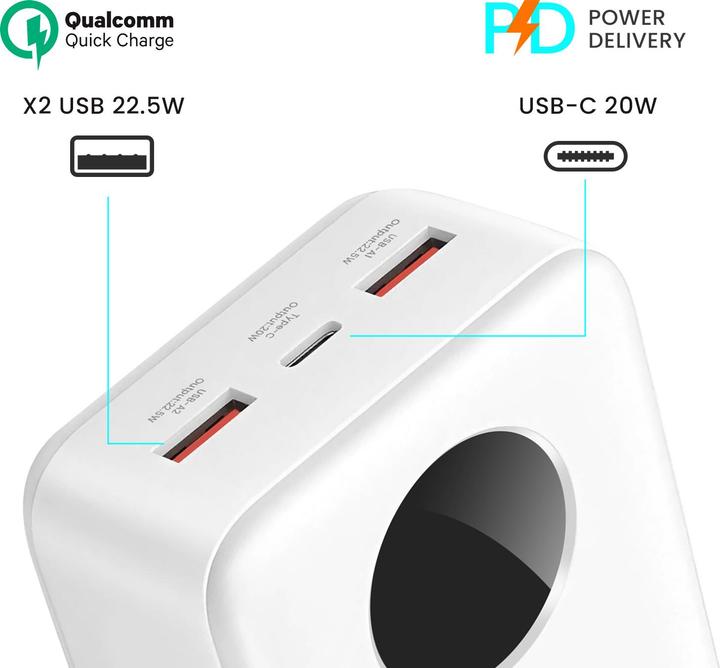 Actual product image Bwoo 22,5W 30000 mAh power bank with LCD screen, white (30000 mAh, 20 W, 111 Wh)