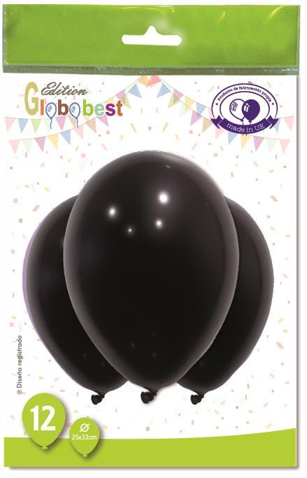 Globolandia Balloon, black, D25 vnt 12 pcs (12x)