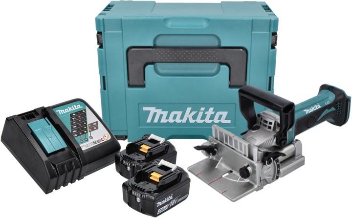 Actual product image Makita DPJ 180 RFJ Battery grooving cutter 18 V 100 mm + 2x battery 3,0 Ah + charger + Makpac