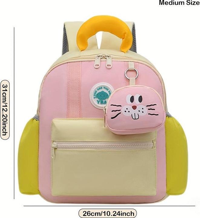 Produktbild Only-Bags.Store Niedliche Mode Farbe Clashing Knapsack mit Reissverschluss und verstellbaren Riemen, Anhänger Dekor