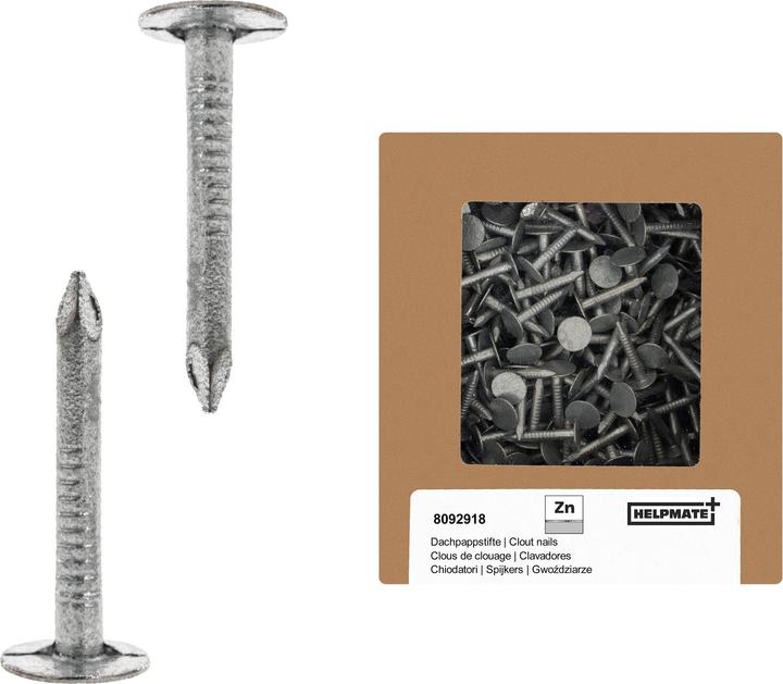 Image du produit Helpmate Dachpappnägel 2x16, verzinkt, 400 Gramm (1 pièce(s), 16 mm)