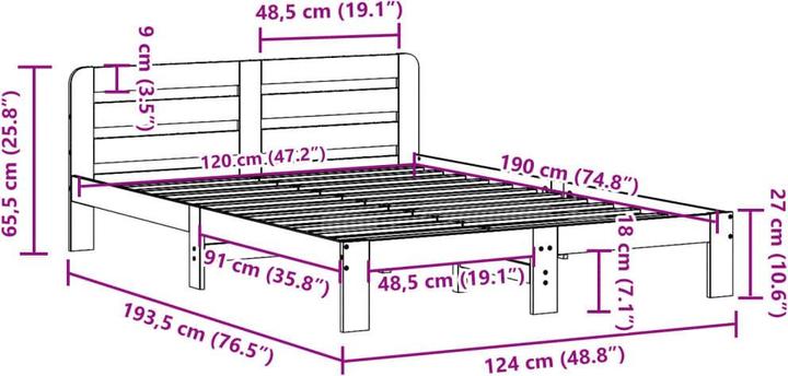 Image du produit vidaXL Bettgestell (120 x 190 cm)