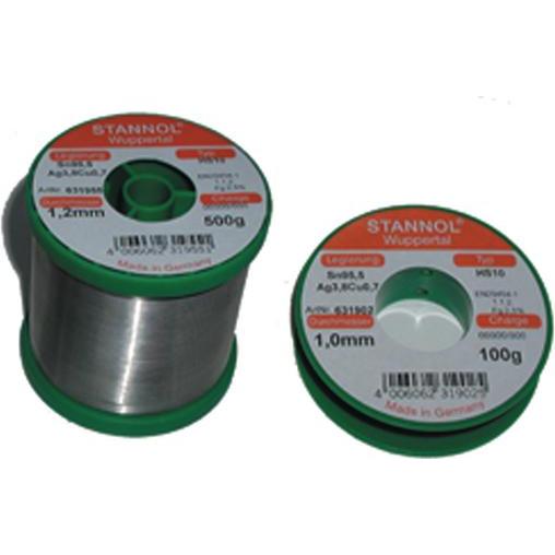 Stannol HS10 2510 Lötzinn, bleifrei Spule Sn95,5Ag3,8Cu0,7 ROM1 100 g 1 mm (Lötspulenkit), Lötgerät Zubehör, Grau