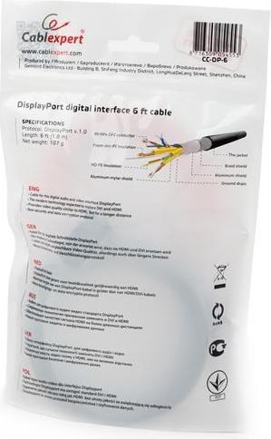 Actual product image Gembird Cablexpert DisplayPort cable (1.80 m)