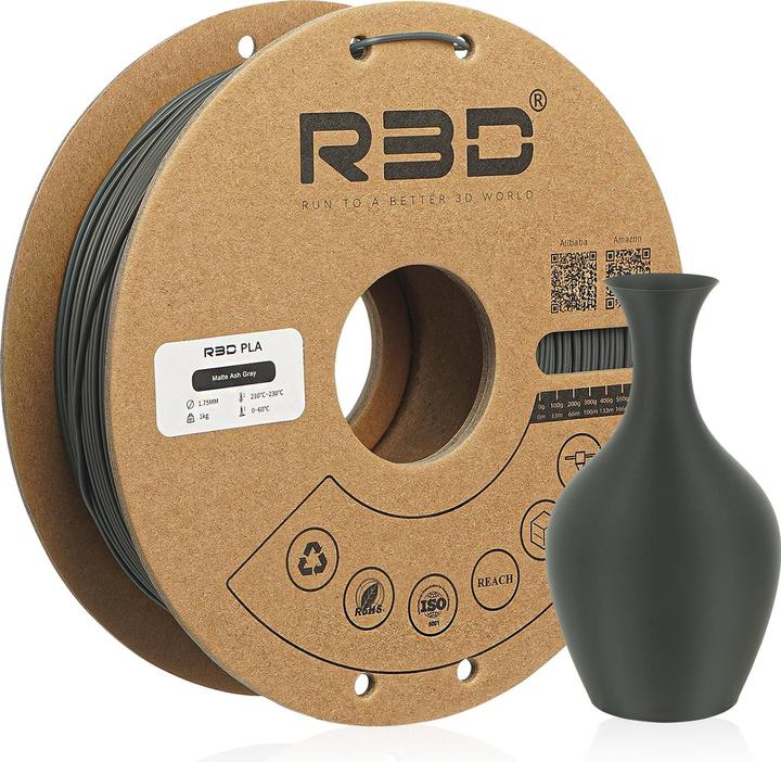 Actual product image R3D ePLA Mat Ash Grey Filament 1.75mm 1Kg (PLA, 1.75 mm, 1000 g, Grey)
