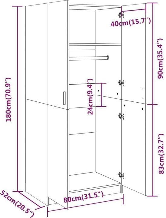 Actual product image vidaXL Erminio (80 x 52 x 180 cm)