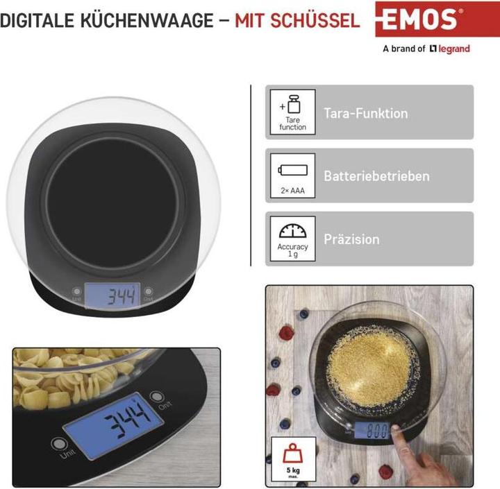 Produktbild Emos Digitale Küchenwaage EV025 schwarz