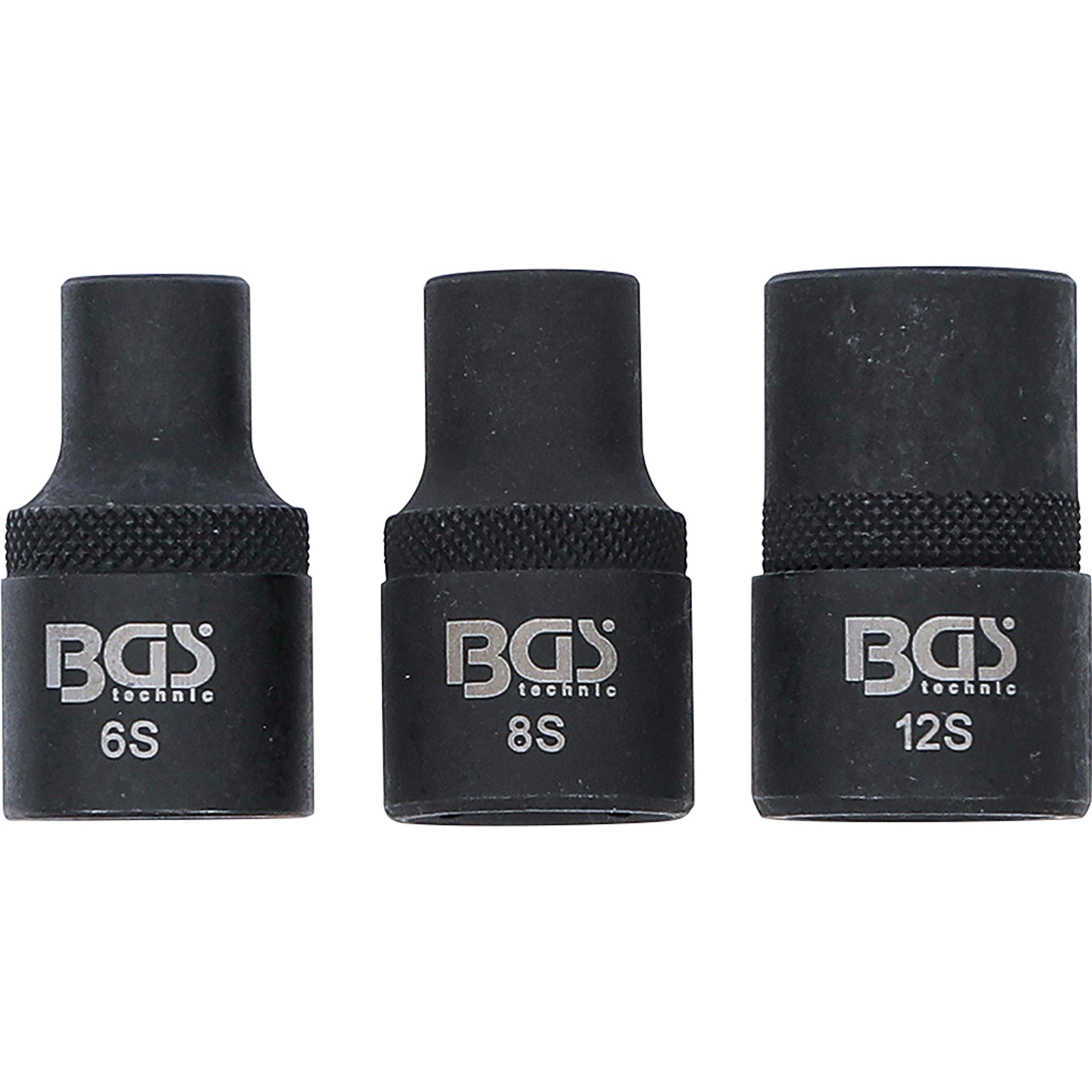 Thumbnail - BGS, Steckschlüssel + Stecknuss, Steckschlüssel-Einsatz-Satz Keil-Profil (für RIBE) M6S, M8S, M12S 3-tlg. (12.5 mm)