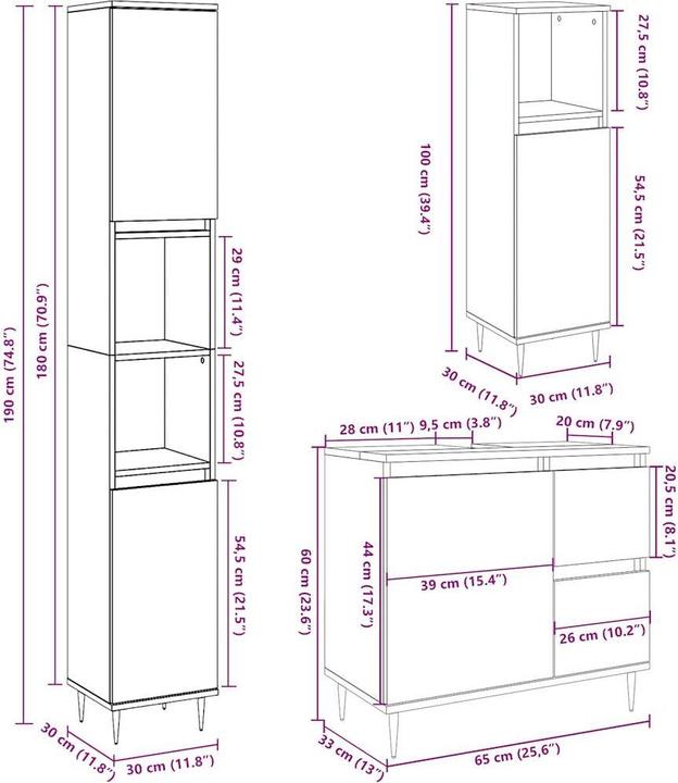 Immagine prodotto VidaXL Set di mobili da bagno da 3 pezzi
