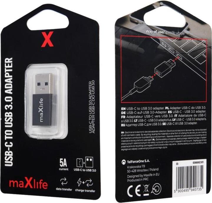 Produktbild Maxlife USB-C auf USB 3.0 Adapter (USB 3.2 Gen 1, 60 W)