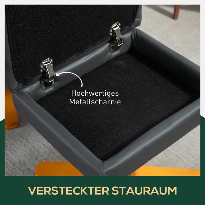 Actual product image Homcom Relaxsessel mit Hocker Holz, Kunstleder Dunkelgrau