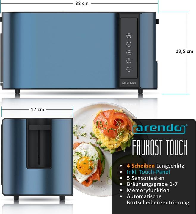 Produktbild Mybeo Edelstahl Langschlitztoaster mit Touchscreen (10000 lx)