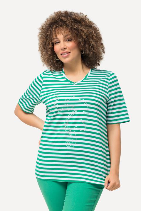Actual product image Ulla Popken Striped Metallic Wildlife Short Sleeve Graphic Tee (46, 48)