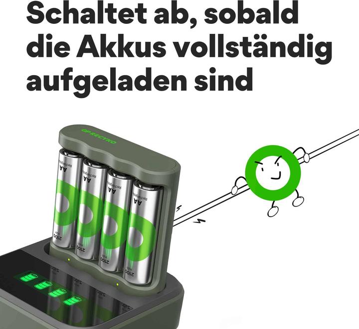 Productafbeelding GP Batteries Batterijlader (1 Pcs., AA, 2100 mAh, Oplaadbare batterijen + lader)