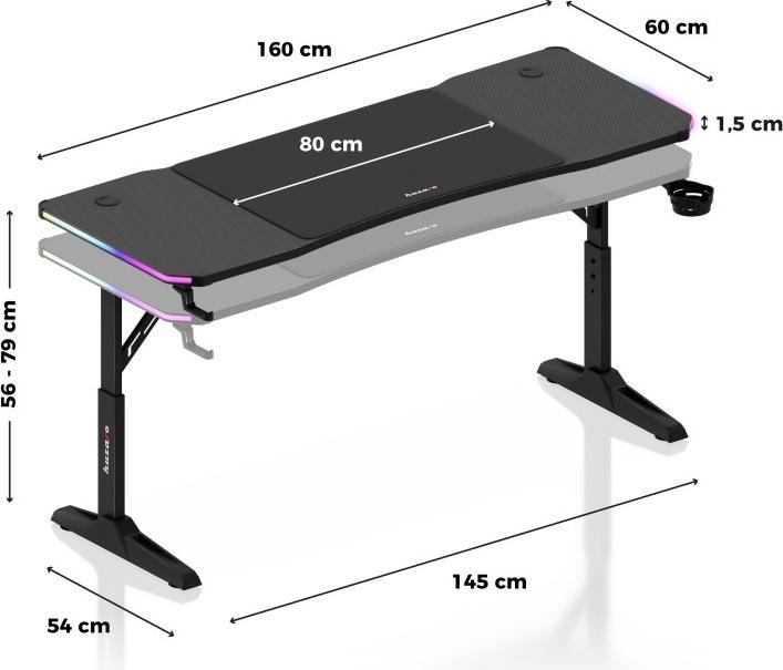 Actual product image Huzaro Biurko gamingowe Hero 4.6 RGB Black