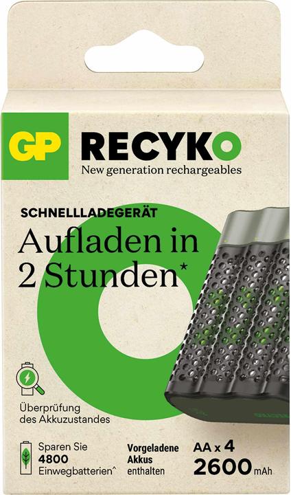 Image du produit GP Batteries Rechargeur de batterie (4 pcs, AA, 2600 mAh, Piles rechargeables + chargeur)