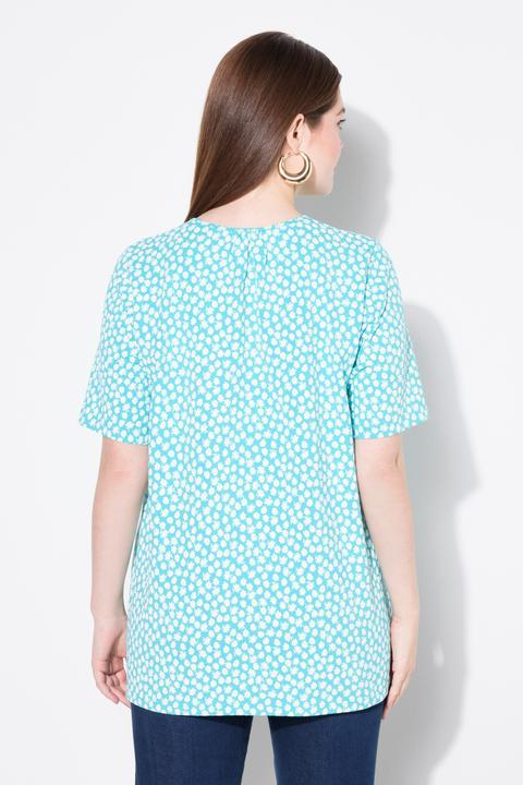 Immagine prodotto Ulla Popken T-shirt dal taglio svasato con pieghe decorative, scollo a V e mezze maniche (62)