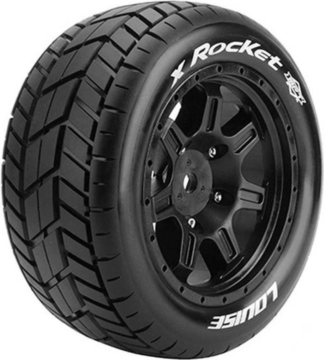 Produktbild Louise MFT X-ROCKET X-Maxx Serie Komplettradsatz Montiert Sport Felgen Schwarz Hex 24mm L-T3295B