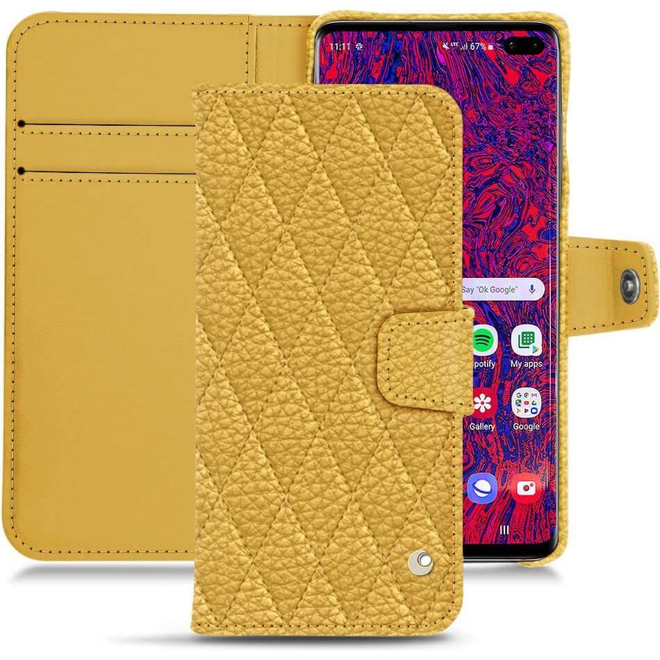 Noreve Lederschutzhülle Wallet (Samsung Galaxy S10+), Smartphone Hülle, Orange
