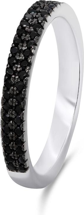 Immagine prodotto Brilio Argento - Anello in argento con zirconi neri RI058W - Circuito: 58 mm (58, 925 Argento)