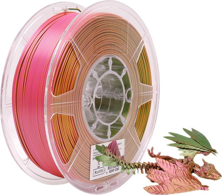 Produktbild eSUN eSilk Mystic-PLA Gold-Rot-Grün Filament 1.75mm 1Kg (PLA, 1.75 mm, 1000 g, Mehrfarbig)