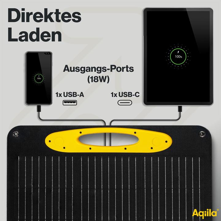 Produktbild Aqiila SUNBIRD P100 AQSO100SUN003 Solar-Ladegerät Ladestrom Solarzelle 4.88A 100W (100 W, 4.20 kg)