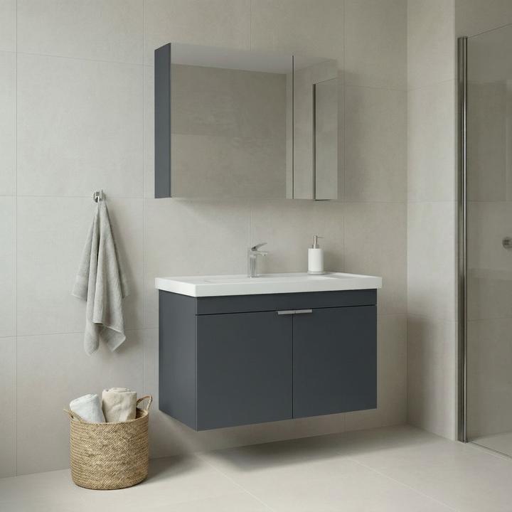 Produktbild Homitis Desna 80 Bathroom Cabinet With Sink & Mirror Set (2 Pieces)