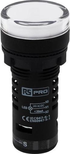 Image du produit RS PRO LED Indicator 22mm blanc 24V Test Circ