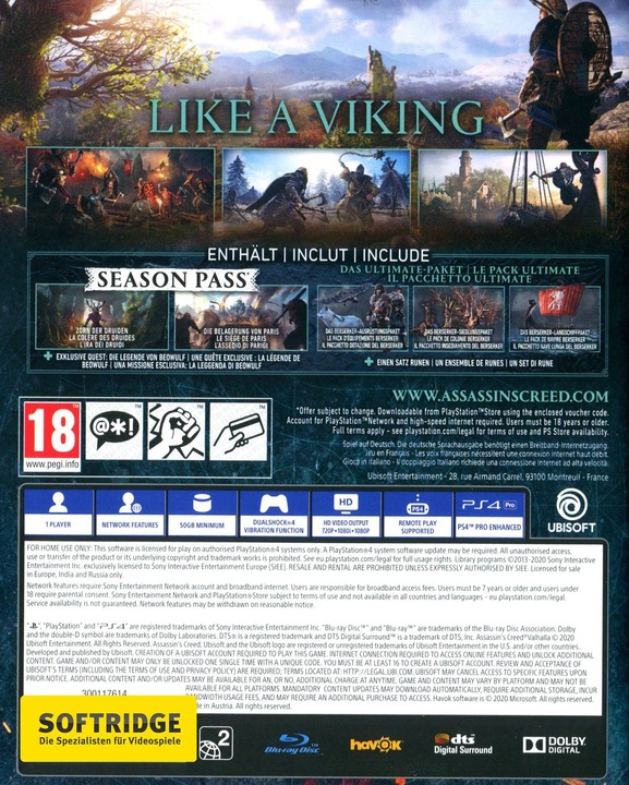 Actual product image Ubisoft Assassin's Creed Valhalla - Ultimate Edition (PS4, Multilingual)