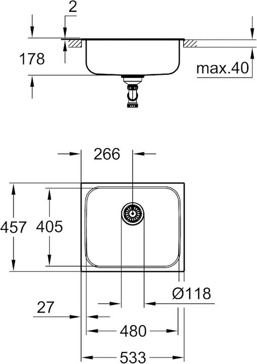 Actual product image Grohe K200 60-S (Undermount sink, 45.80 cm, 53.30 cm)