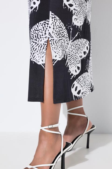 Image du produit Ulla Popken Robe midi fluide, motif papillons, décolleté en V et manches courtes (42, 44)