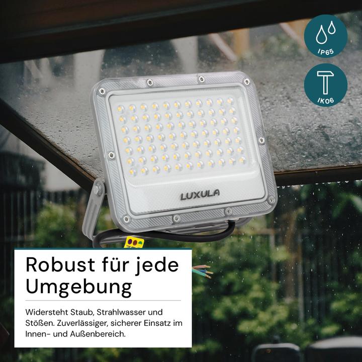 Produktbild Luxula LED-Fluter, EEK: E, 50W, 6500lm, 4000K, IP65, grau (6500 lm, IP65)