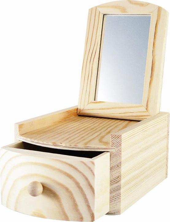 Natura Punto Scatola di legno con cassetto e specchio, naturale, 12 x 18 x 7,5 cm