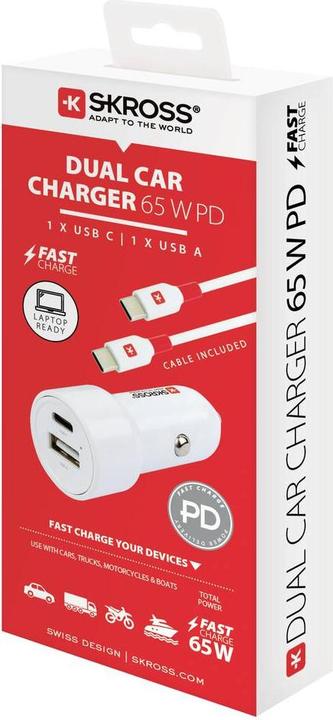 Image du produit Peter Jäckel SKROSS Chargeur de voiture double USB PD 65W blanc