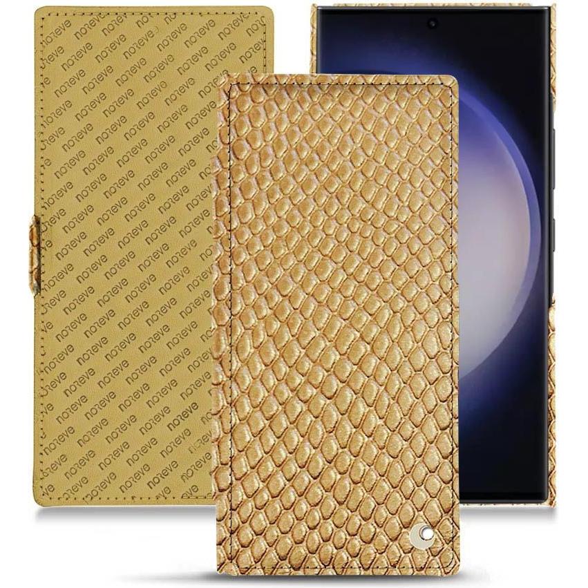 Noreve Lederschutzhülle horizontal (Samsung Galaxy S23 Ultra, Samsung Galaxy S24 Ultra), Smartphone Hülle, Beige