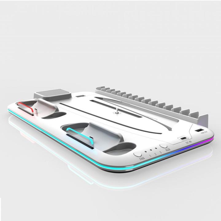 Actual product image iLike DZ504 Slim Multi Dock Station for Play Station 5 PS5 Controllers with Cooling fas&RGB (PS5)