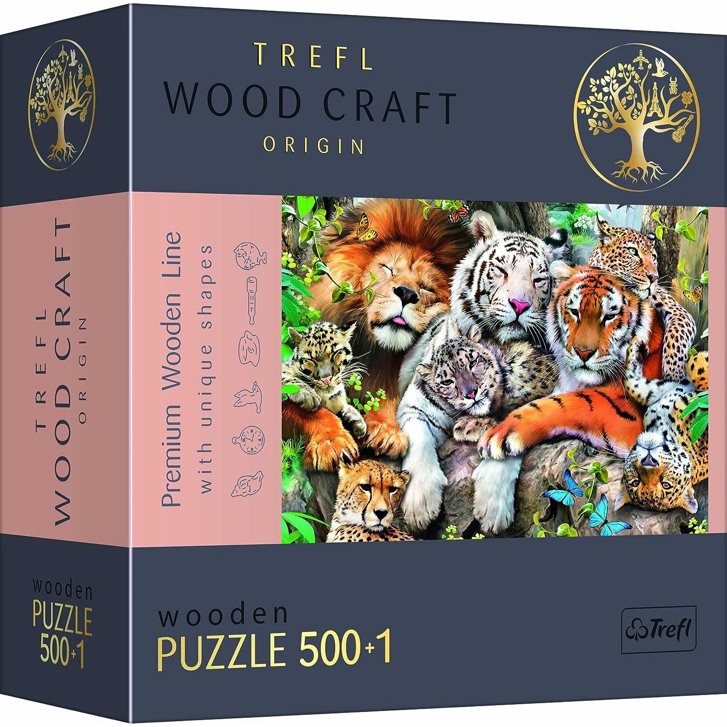 Trefl Puzzle drewniane 500+1 Dzikie koty w dżungli (501 pezzi)