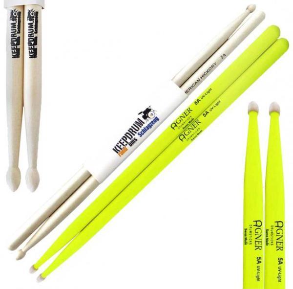 Agner 5 A UV Light Sticks Yellow with keepdrum 5A (Drum set)