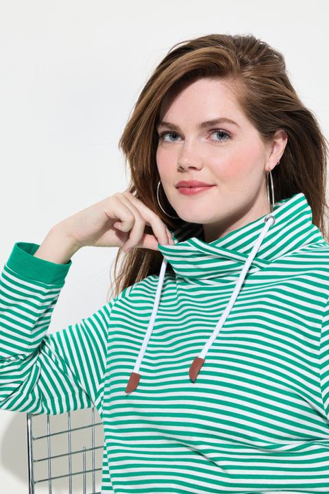 Produktbild Ulla Popken Sweatshirt, Ringel, Classic, Stehkragen, Langarm (56)