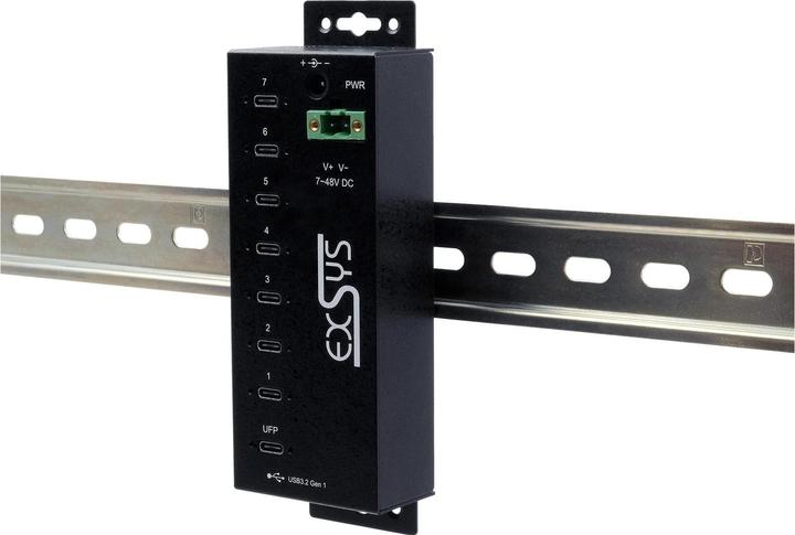 Actual product image Exsys Managed USB 3.2 Gen 1 Hub 7-Port (USB-C, 7 ports)