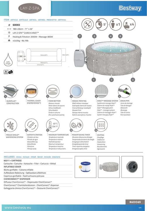 Immagine prodotto Bestway Lay-Z-Spa Zurigo (4 pers.)