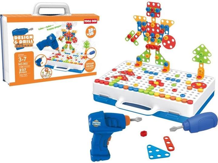 Image du produit Lean Toys Lean Cars Creative Mosaic Puzzle 2D/3D tournevis + sac de transport 248 pièces