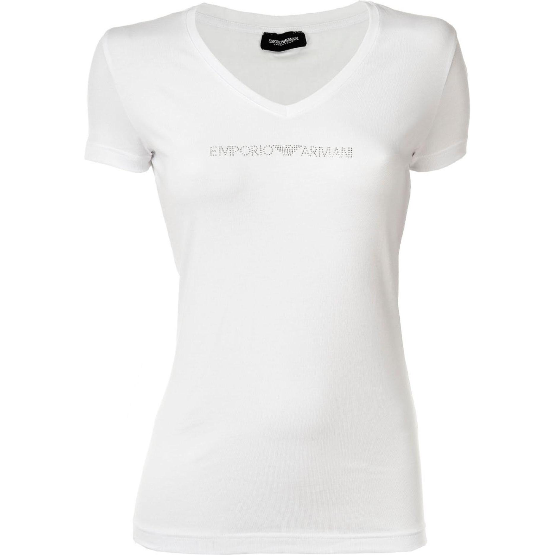 Emporio Armani, Damen, Shirt, T-Shirt Homewear Figurbetont, Weiss, (XL)